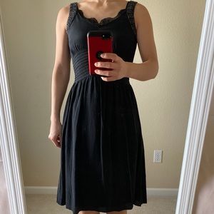Nicole Black Silk Midi Dress